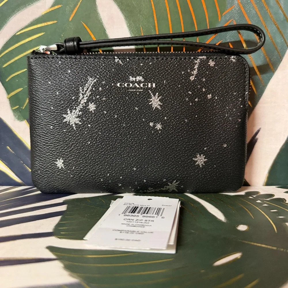 Coach Star Black and Silver Wristlet NWT